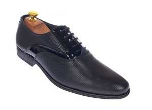 Pantofi barbati eleganti, din piele naturala, cu suvite lac - STEFINPF