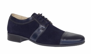 Pantofi barbati eleganti din piele naturala intoarsa cu piele box Bleumarin 1006BLM - Img 5