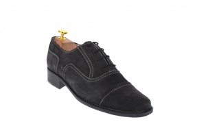 Pantofi barbati eleganti din piele naturala, intoarsa, culoare gri inchis, P32G