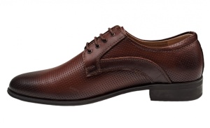 Pantofi barbati eleganti din piele naturala matritata maro GKR12M - Img 2
