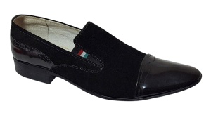 Pantofi barbati eleganti din piele naturala - Model Negru fara siret 1RN Marimea 44