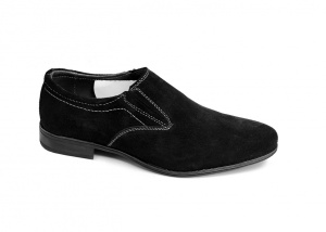 Pantofi barbati eleganti, din piele naturala, Negru VELUR, CIUCALETI SHOES - Img 4