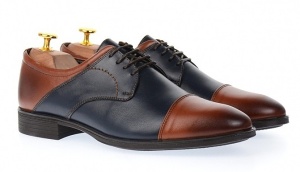 Pantofi barbati eleganti din piele naturala Sir 104 Maro - Bleumarin - Img 2