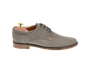 Pantofi barbati gri, casual - eleganti din piele naturala intoarsa - CARLO