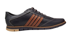 Pantofi barbati sport din piele naturala , Bleumarin, Maro - GKR92BLM - Img 2