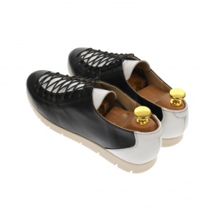 Pantofi dama casual din piele naturala, alb negru - P501NA - Img 6