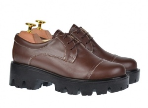 Pantofi dama casual din piele naturala cu platforme inalte Maro - P11M - Img 2