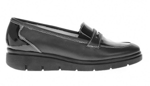 Pantofi dama casual din piele naturala, foarte comozi, negru box cu lac - P105NBLA - Img 4