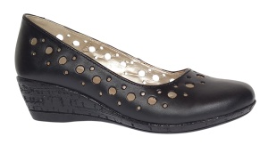 Pantofi dama, casual, din piele naturala negru box, cu platforma de 5 cm - MALTAN - Img 5