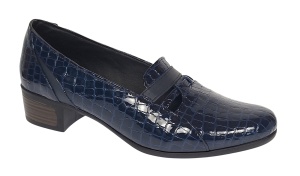 Pantofi dama comozi casual din piele naturala bleumarin croco P18CRBL