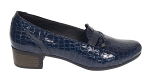Pantofi dama comozi casual din piele naturala bleumarin croco P18CRBL - Img 2