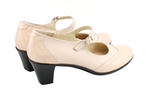 Pantofi dama comozi si eleganti, din piele naturala, cu toc de 5 cm, P104BEJ - Img 5