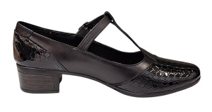 Pantofi dama cu bareta pentru dans Negru din piele naturala Croco P18CTCRN - Img 4