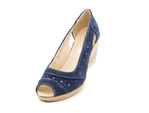 Pantofi dama decupati din piele naturala intoarsa - Bleumarin S1047BLUE - Img 3