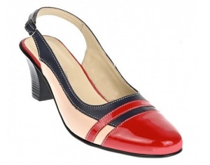 Pantofi dama decupati din piele naturala - Model elegant cu toc de 7cm S301RBLBEJ