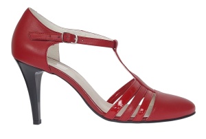 Pantofi dama decupati din piele naturala - Stiletto Rosu NAA11R - Img 2