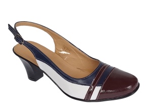 Pantofi dama decupati din piele naturala visiniu alb bleumarin - S301VABL - Img 3