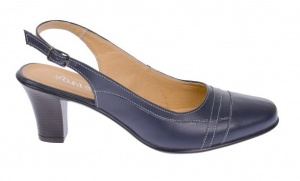 Pantofi dama decupati eleganti din piele naturala cu toc de 7cm bleumarin - S301BLBOX