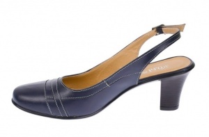 Pantofi dama decupati eleganti din piele naturala cu toc de 7cm bleumarin - S301BLBOX - Img 5