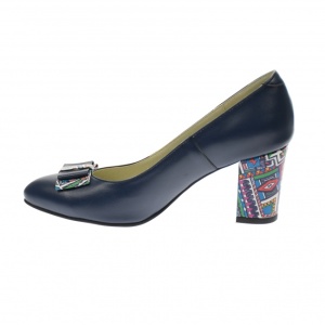 Pantofi dama din piele naturala, bleumarin, toc 7cm - NAA41BLM - Img 2