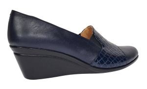 Pantofi dama din piele naturala box si croco lac - Model Bleumarin P14BLCR - Img 4