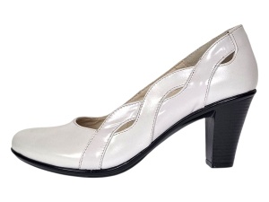 Pantofi dama din piele naturala cu toc de 7cm Katty Alb P134233ALB - Img 4