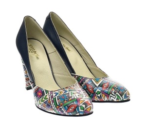 Pantofi dama eleganti din piele naturala bleumarin cu imprimeu, toc 9 cm NAA8BOXCOLOR - Img 2