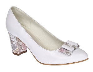 Pantofi dama eleganti din piele naturala box toc 7cm, Alb A41APF - Img 9