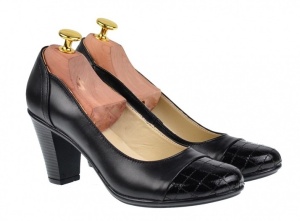 Pantofi dama eleganti din piele naturala cu varf lacuit, croco, toc 7cm P13423LACN - Img 5