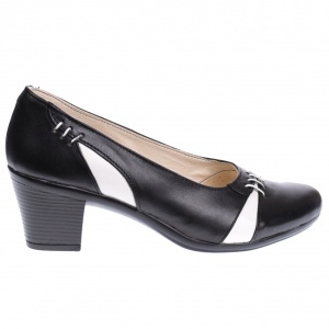Pantofi dama eleganti piele naturala - Mara Negru, Alb P36NA - Img 4