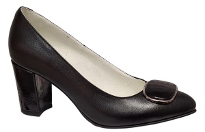 Pantofi dama office eleganti din piele naturala cu toc de 7cm - Model Arinna Negru