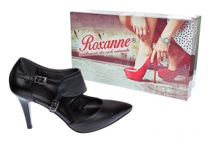 Pantofi dama stiletto decupati din piele naturala toc 8cm Negru Roxanne - Img 2