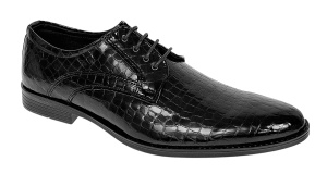Pantofi eleganti barbati din piele naturala croco lac - Model 818 Negru