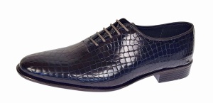 Pantofi eleganti barbati din piele naturala Havana Croco Lac Bleumarin Inchis - Img 8