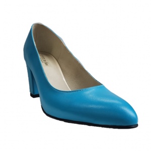 Pantofi eleganti dama, albastri, din piele naturala box, toc 6 cm - NA87A - Img 3