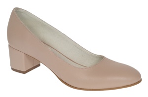 Pantofi eleganti dama din piele naturala Nude Box, toc 5 cm - Marimea 39
