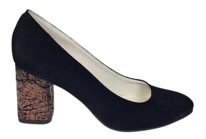 Pantofi eleganti dama negri din piele intoarsa toc aramiu 7cm - NA97N - Img 5