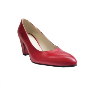 Pantofi eleganti dama, rosii, din piele naturala box, toc 6 cm - NA87R2 - Img 2