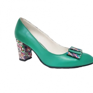 Pantofi eleganti dama, verzi, mozaic, din piele naturala box, toc 6 cm - NA41V - Img 3