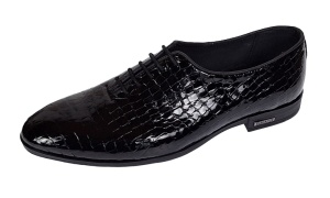 Pantofi eleganti pentru barbati, piele naturala croco Negru GKR70N - Img 5