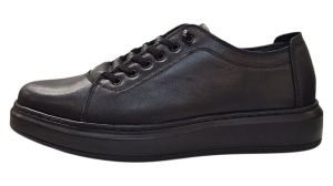 Pantofi sport-casual barbati din piele naturala culoare neagra DeSuceava RSY01N - Img 6