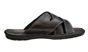 Papuci barbati din piele naturala de culoare neagra - GKR74N - Img 5