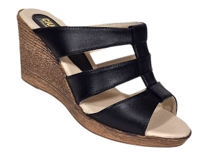 Papuci dama negri din piele naturala cu platforme de 7cm - RO214N - Img 4