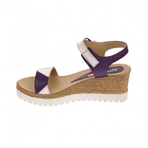 Sandale dama, casual, alb si mov ,din piele naturala, cu platforma de 7 cm - S103AMOV - Img 5