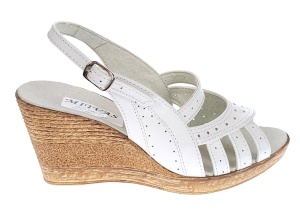 Sandale dama de vara cu platforme de 7 cm, din piele naturala, alba, S64ALBBOX