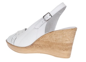 Sandale dama de vara cu platforme de 7 cm, din piele naturala, Alb S66ABOX - Img 4