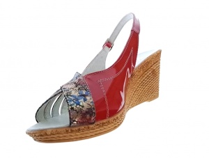 Sandale dama de vara cu platforme de 7 cm, din piele naturala lacuita, rosie, S50LACROSU - Img 4