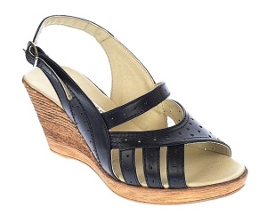 Sandale dama de vara cu platforme de 7 cm, din piele naturala, neagra, S64NBOX - Img 2