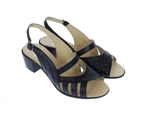 Sandale dama de vara cu toc de 5 cm, din piele naturala, neagra, S26NBOX - Img 5