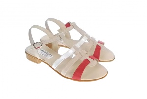 Sandale dama, din piele naturala box, rosu, bej, alb, S2RBA - Img 6